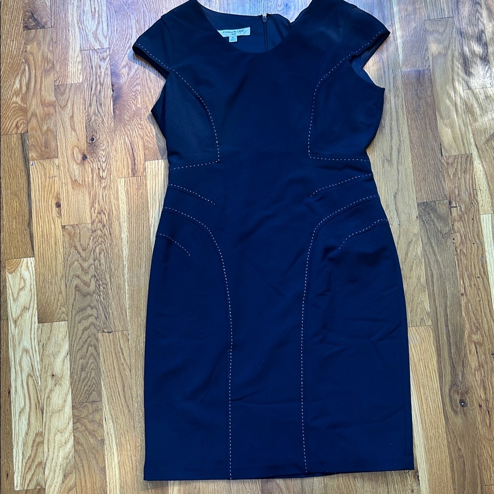 Evan Picone Black Knee Length Dress with Stitch Detail